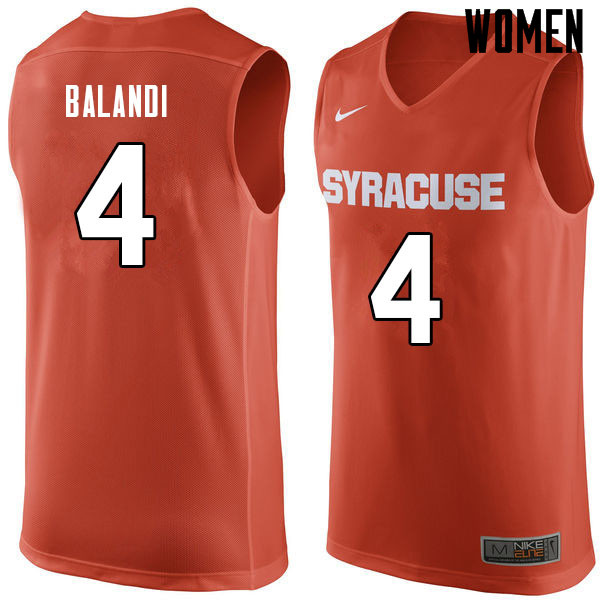 Women #4 Antonio Balandi Syracuse Orange College Basketball Jerseys Sale-Orange